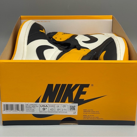 Nike Air Jordan 1 Retro High OG Taxi Yellow Toe Size 9.5 Men’s - Picture 7 of 11